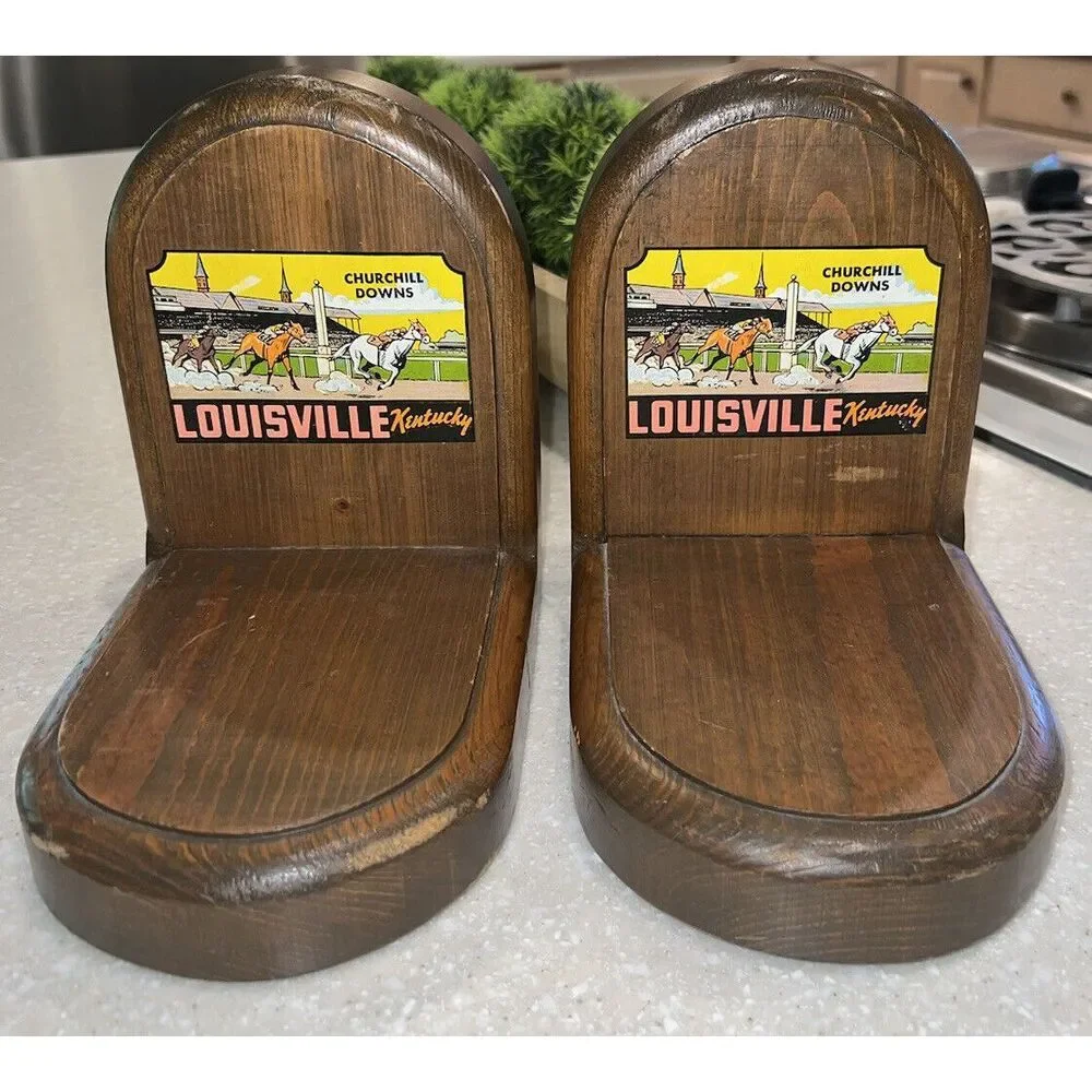 2 Kentucky Derby Churchill Downs Custom Wooden Bookends Louisville KY Robertson